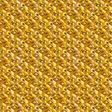 Abstract isometric golden seamless pattern Stock Illustration