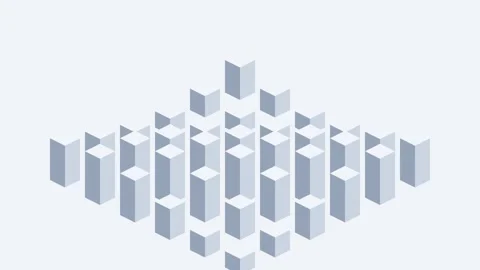 Abstract isometric grid of light blue blocks arranged in a diamond pattern Stock Footage 338312002