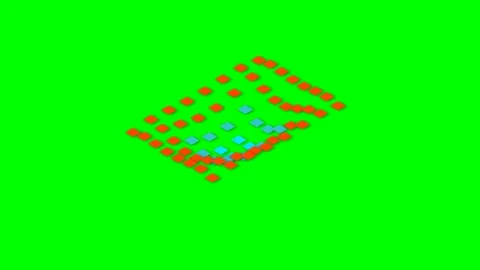 An abstract isometric grid of orange squares on a vibrant green background Stock Footage 340905155