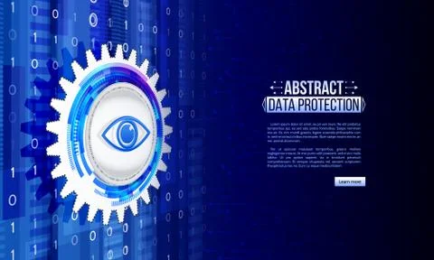 Abstract isometric high tech background with cyber eye data protection. Stock Illustration