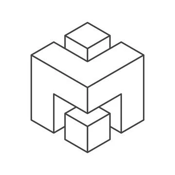 Abstract isometric illustration of interconnected cubes.  Clean lines create  Stock Illustration