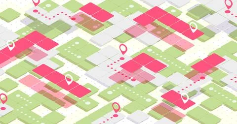 Abstract isometric navigation concept on a background of squares. Squares Stock Illustration