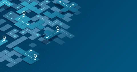 Abstract isometric navigation concept on a background of squares Stock Illustration