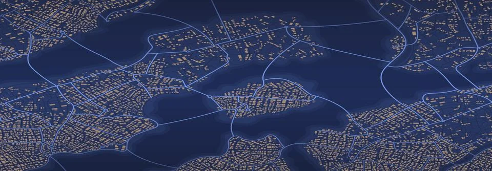 Abstract isometric navigation plan of urban area. Generic city map Ilustração Stock