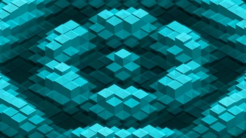 Abstract isometric neon blue cubes wave loop background Stock Footage 344855187