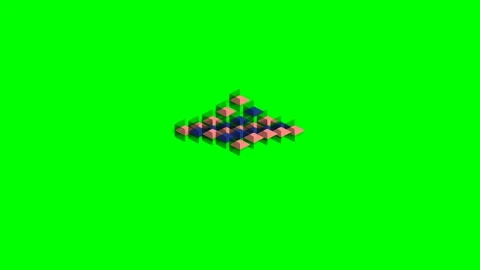 An abstract isometric pattern of stacked cubes on a vibrant green background Stock Footage 341824255