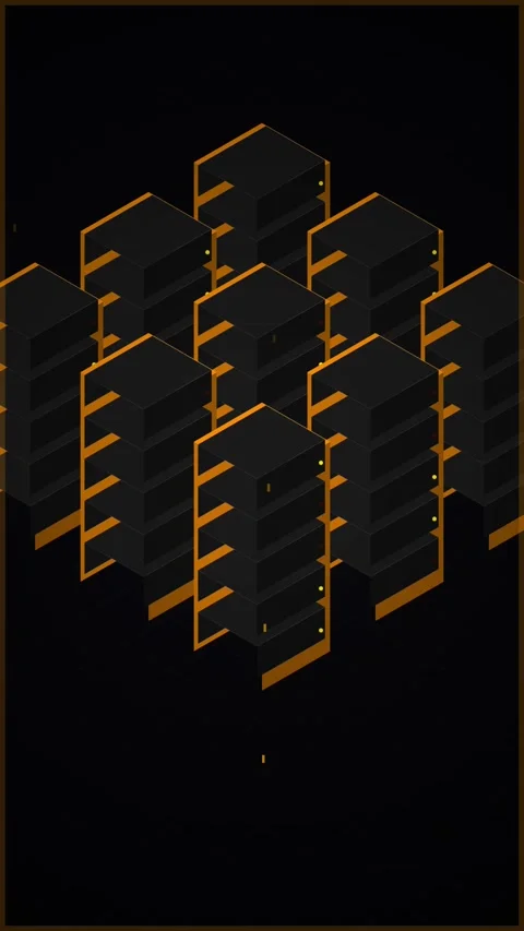 Abstract Isometric Server Racks Data Center Animation Stock Footage 346202788
