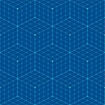 Abstract isometric technology seamless pattern. Vector geometric background Stock Illustration