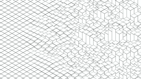 Abstract Isometric Wireframe Cubes Grid Background Seamless Loop Animation Stock Footage 341498306