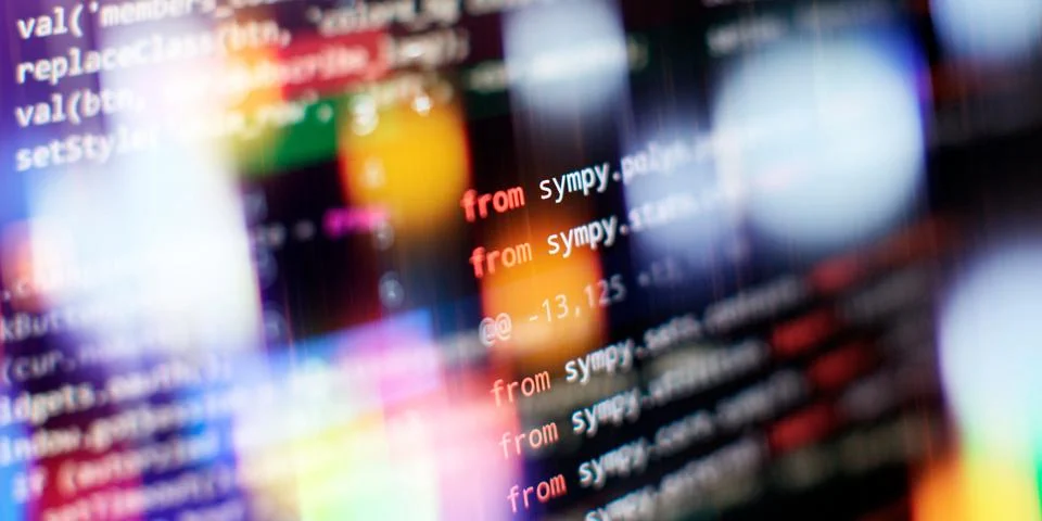 Abstract IT technology background. Software source code. Photos