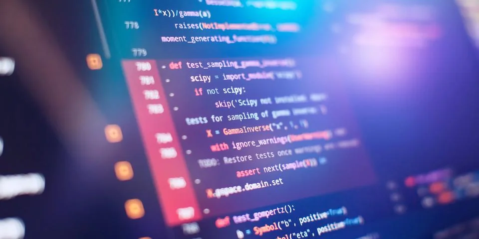 Abstract IT technology background. Software source code. Website programmin.. Stock Photos