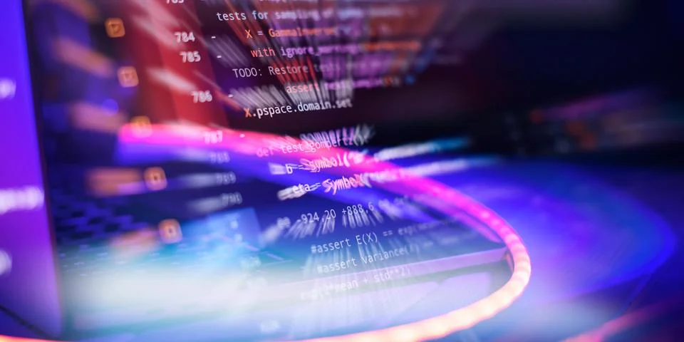 Abstract IT technology background. Software source code. Website programmin.. Stock Photos