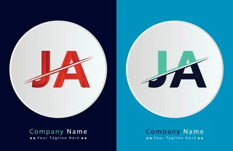 Abstract JA letter logo design template. Vector Logo Illustration. Stock Illustration