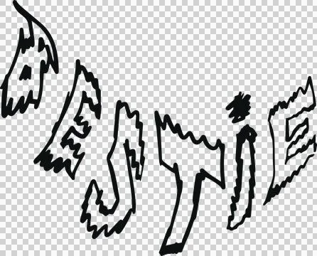 Abstract jagged black shapes are appearing in flat drawing with transparent Stock Illustration