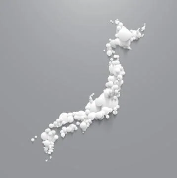 Abstract japan map with white circle Stock Illustration