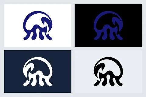 Abstract Jellyfish Logo Icon Design Set Stock Illustration