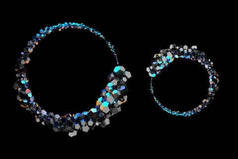 Abstract jewelry circular composition of low poly spheres and polygons in the Stock Illustration