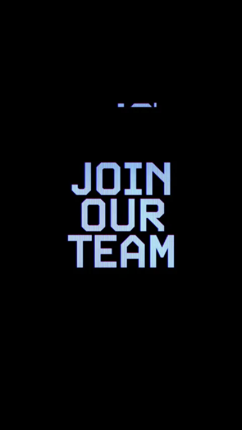 Abstract Join Our Team Typography with Digital Glitch Effect and Blue Stripes Stock Footage 332148977