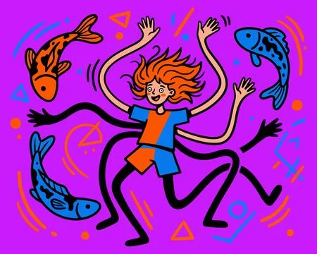 Abstract Joy with Fish Stock Illustration