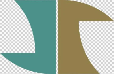 Abstract JT monogram logo design with teal and brown shapes Stock Illustration