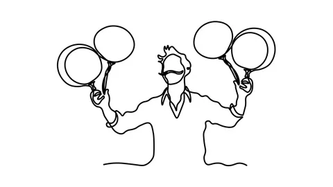 Abstract juggler, Self drawing animation one continuous line draw, logo Stock Footage 300938356