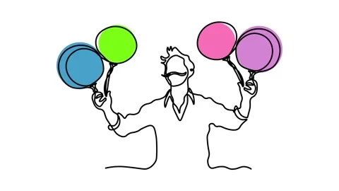 Abstract juggler, Self drawing animation one continuous line draw, logo Stock Footage 300938358
