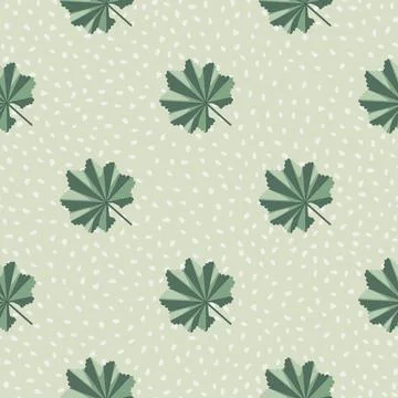 Abstract jungle leaf green colored seamless pattern in doodle style. Grey dot Stock Illustration