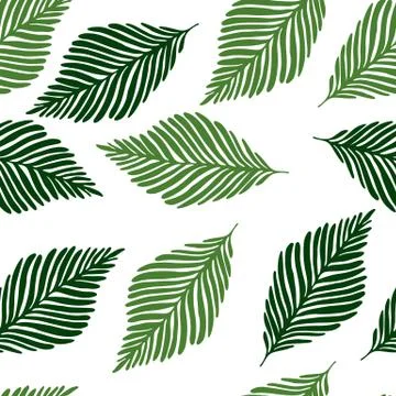 Abstract jungle plants seamless pattern. Floral texture vector wallpaper. Stock Illustration