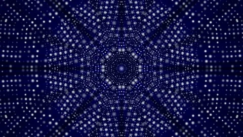 Abstract kaleidoscope background of moving blue particles. computer graphics Stock Footage 89447724