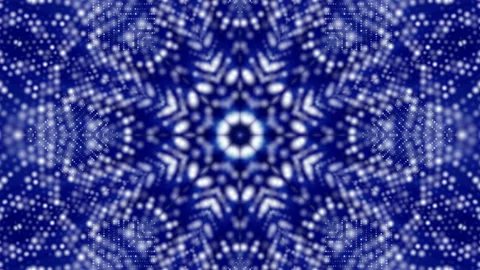 Abstract kaleidoscope background of moving blue particles. computer graphics Stock Footage 89447985