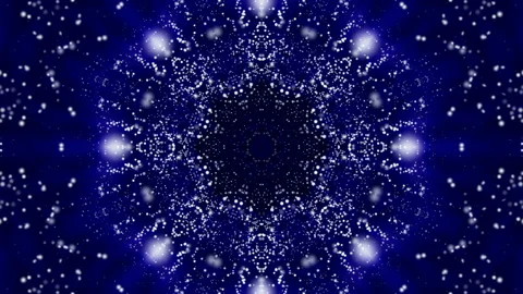 Abstract kaleidoscope background of moving blue particles. computer graphics Stock Footage 89449333