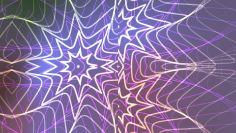 Abstract kaleidoscope overlay symmetrical patterns on purple background Stock Footage 327142997