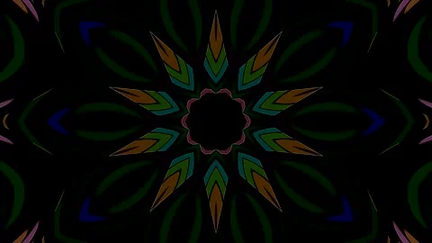 Abstract kaleidoscope pattern with bright symmetrical shapes 库存影片 331758911