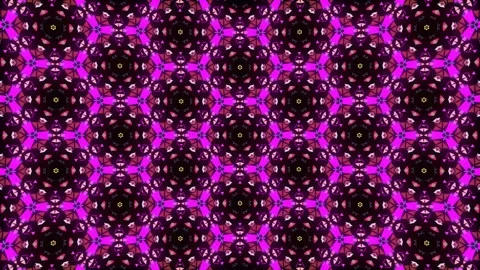 Abstract kaleidoscope pattern with geometric shapes in pink and yellow color Stock Footage 340137834