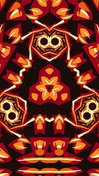 Abstract kaleidoscope pattern in red orange cream for phone wallpaper. Stock Illustration
