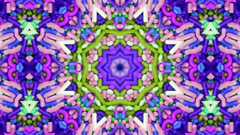 Abstract Kaleidoscope Sequence Patterns. 4K Animation Background. Stock Footage 143989738