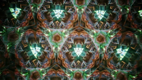 Abstract kaleidoscope visual formed by mirrored organic textures resembling Stock Footage 337240882