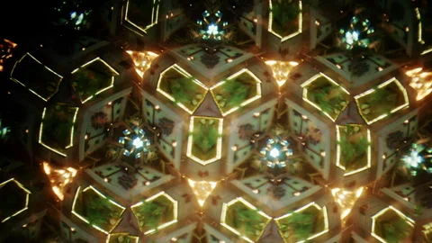 Abstract kaleidoscope visual formed by mirrored organic textures resembling Stock Footage 337241496