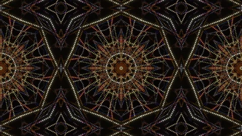 Abstract kaleidoscope with yellow geometric pattern and shapes. Looped motion Stock Footage 247398424