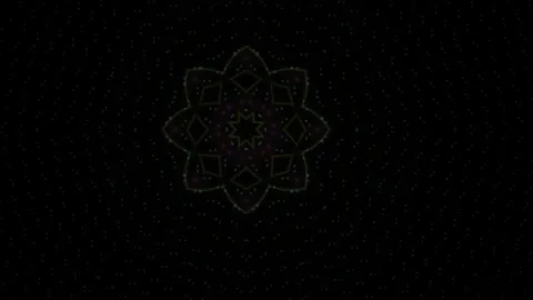 Abstract Kaleidoscopic Flower Pattern Animation with Starry Background. Stock Footage 334493374