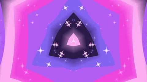 Abstract Kaleidoscopic Geometric Pattern with Sparkling Stars - Pink and Purp Stock Footage 331916511