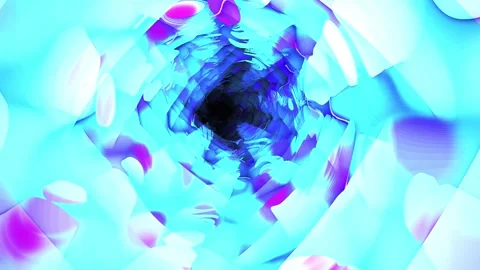 Abstract kaleidoscopic motion with glowing neon blue and purple light pattern Stock Footage 334493717