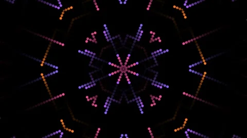 Abstract kaleidoscopic pattern of colorful dots forming geometric shapes Video stock 329952129