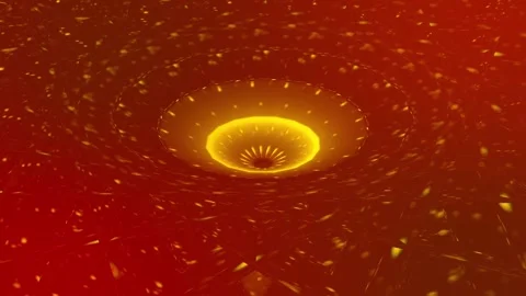 Abstract Kaleidoscopic Pattern: Glowing Radiating Design in Fiery Hues Stock-Footage 303883835