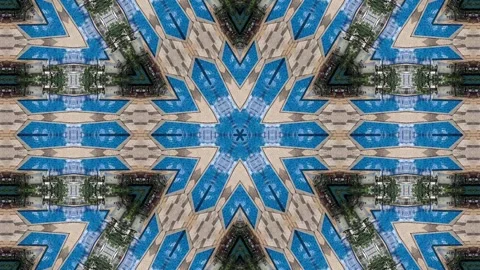 An abstract kaleidoscopic pattern with a symmetrical design, showcasing a m.. Stock Footage 305216801