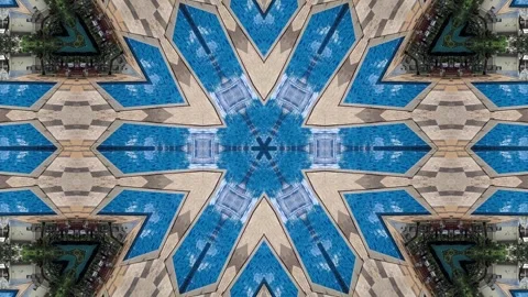 An abstract kaleidoscopic pattern with a symmetrical design, showcasing a m.. Stock Footage 305216841