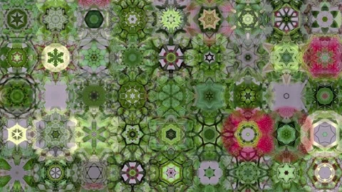 An abstract kaleidoscopic pattern in various shades of green, creating a vi.. Stock Footage 305218257
