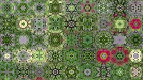 An abstract kaleidoscopic pattern in various shades of green, creating a vi.. Stock Footage 305218456