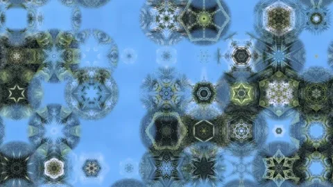 An abstract kaleidoscopic pattern in various shades of blue. The design is .. Stock Footage 305219507