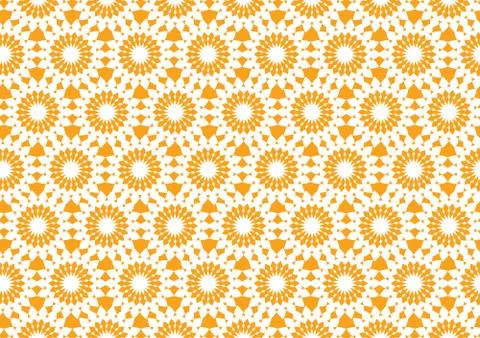 Abstract Kaleidoscopic Seamless Pattern in Orange for Wallpaper Stock Illustration
